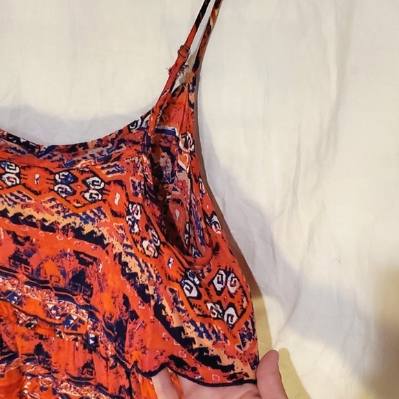 Patterned Red and Dark Blue/Purple Sundress, Peplum style (top) Size Medium,MUDD - Picture 3 of 7